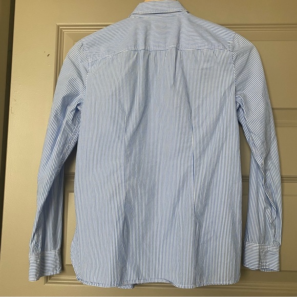 Talbots embroidered blue striped dress shirt, Size XS - Picture 2 of 9